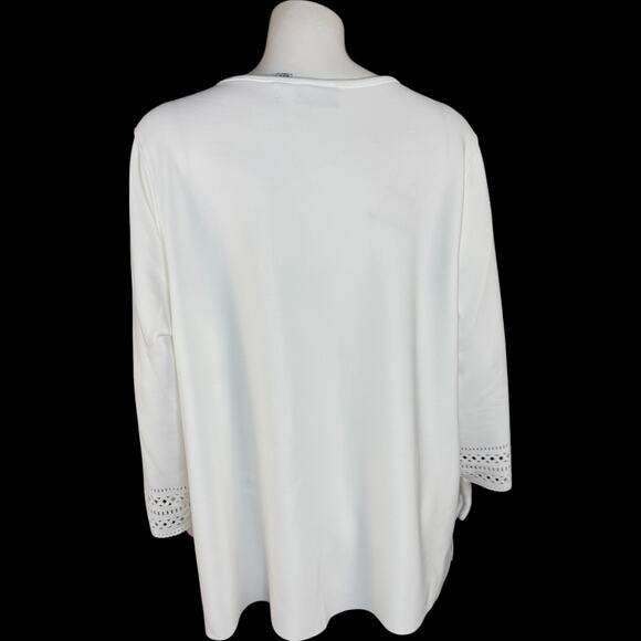 GRAVER Susan Graver LK Fusion Plus Regular Laser Cut Cardigan Cream Petal L - Picture 7 of 13